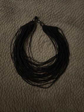Multi-Strand Black Beaded Statement Necklace